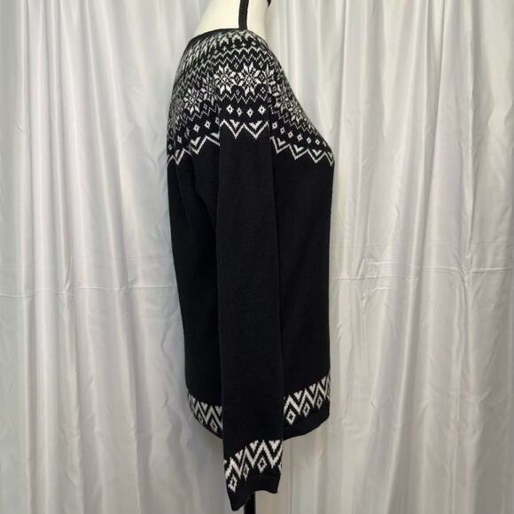 Talbots XS Black Fair Isle Sweater Nordic Geometric Pattern Cotton Blend - Picture 3 of 9